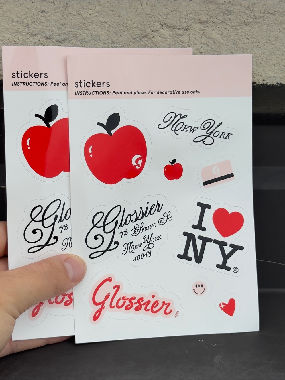 Glossier I ❤️ NY sticker sheet and mystery stickers